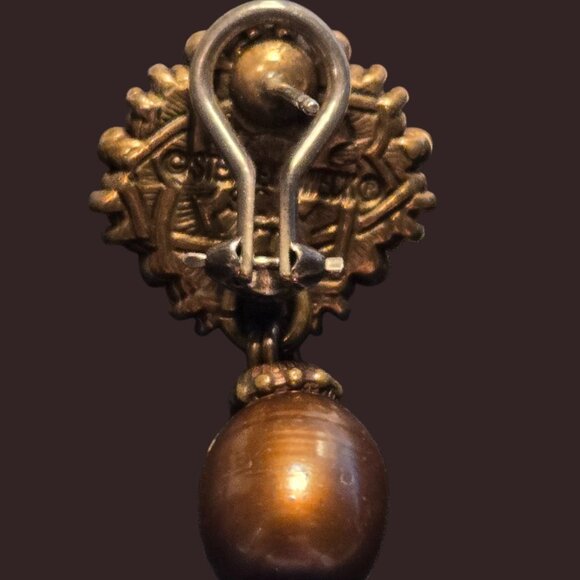 Stephen Dweck Pierced, Drop, Citrine/cultured Pearl 925 Bronze earrings - Picture 4 of 6